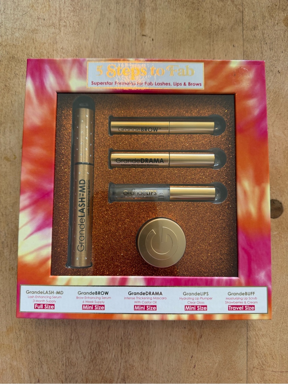 Grande Cosmetics 5 Steps to Fab Skincare & Lash Set — Gold